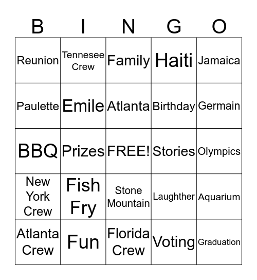 Germain Bingo Card