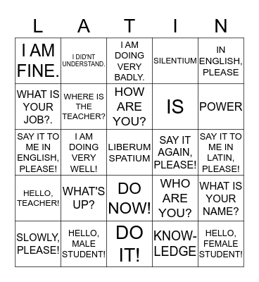 SALUTATIONES Bingo Card