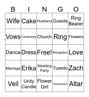 Bridal Shower Bingo Card