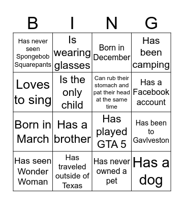 Back 2 School Bingo Card