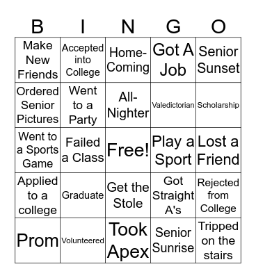 A and A's Bingo Card