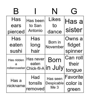 Back 2 School Bingo Card