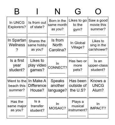 LLC Kick Off - Get To Know You BINGO Card