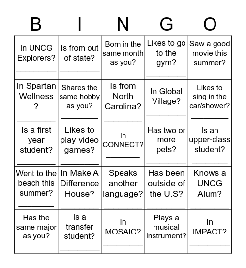LLC Kick Off - Get To Know You BINGO Card