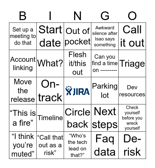 Project Management Sync Bingo Card