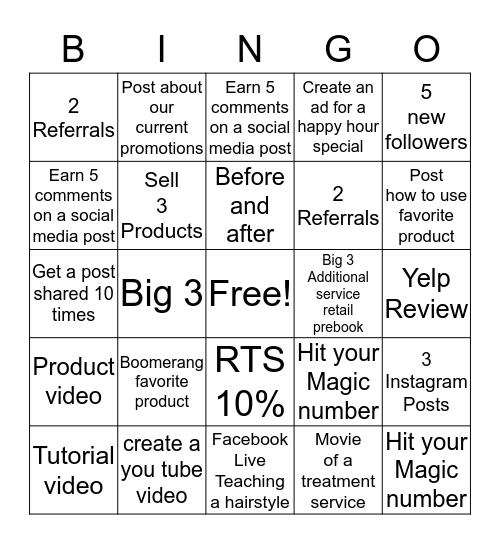 Social Media Bingo Card