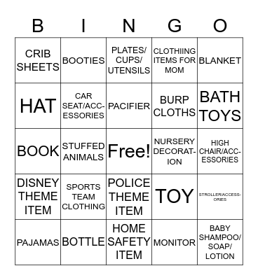 BABY JOY BINGO Card