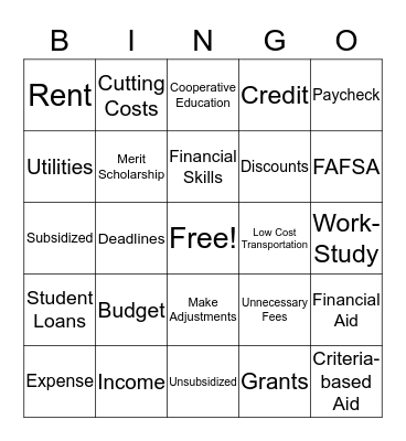 Chapter 14: Money Bingo Card