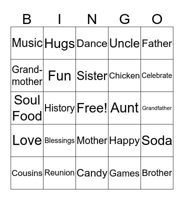 Bell/Hightower Family Reunion 2017 Bingo Card