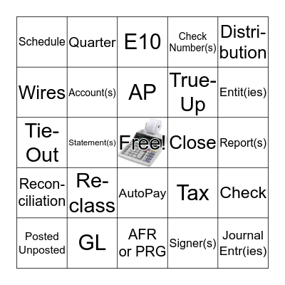 CS Accounting Bingo Card