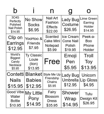 Retail Bingo Card