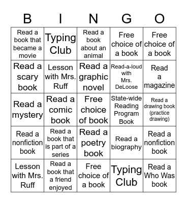 Library Bingo Card