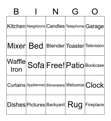HOUSEWARMING BINGO Card
