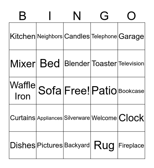 HOUSEWARMING BINGO Card