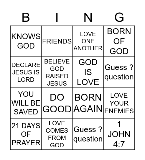 THE PRAYER OF FAITH Bingo Card