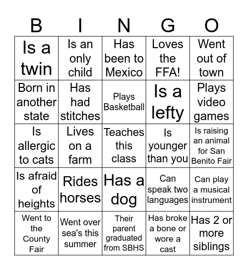 Find Someone Who Bingo Card