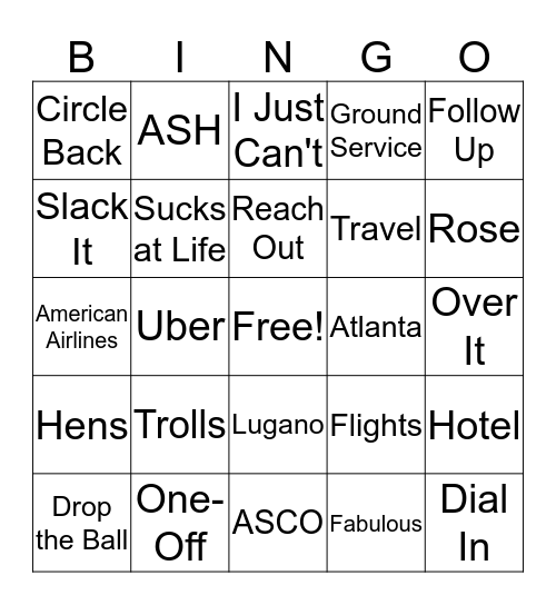 Vaniam Bingo Card