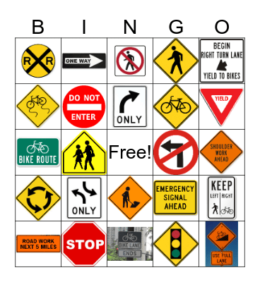 Road Sign Bingo Card