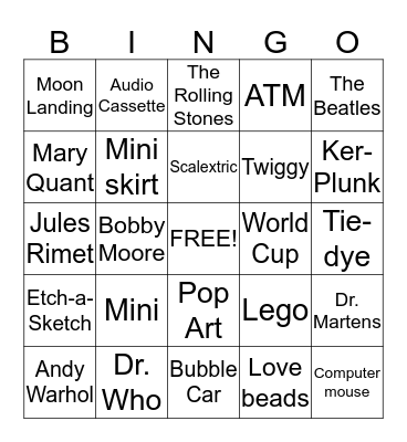 Swinging Sixties Bingo Card