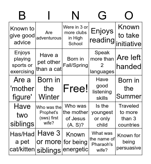 I AM HER - Bingo Card