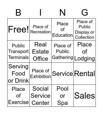 ADA Public Accommodations Bingo Card