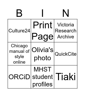 MHST 513 BINGO Card