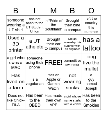 BACHELORETTE BIMBO Bingo Card