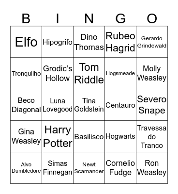 Potter Bingo Card