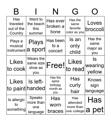 FIND SOMEONE WHO... Bingo Card