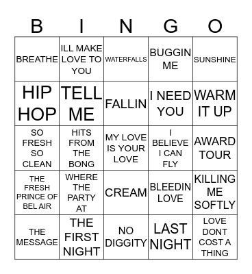 106 R&B GOLD Bingo Card