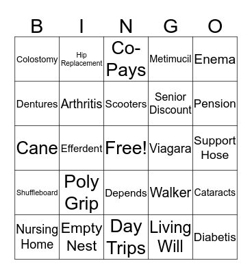 Senior Citizen Bingo Card