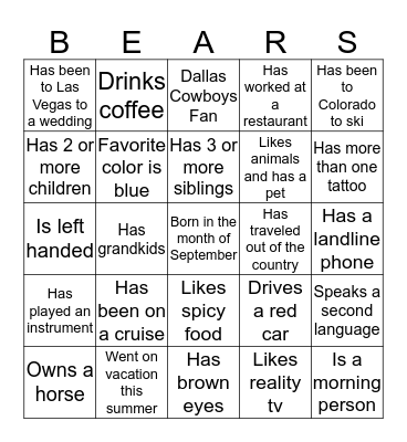 WEST OSO JUNIOR HIGH Bingo Card