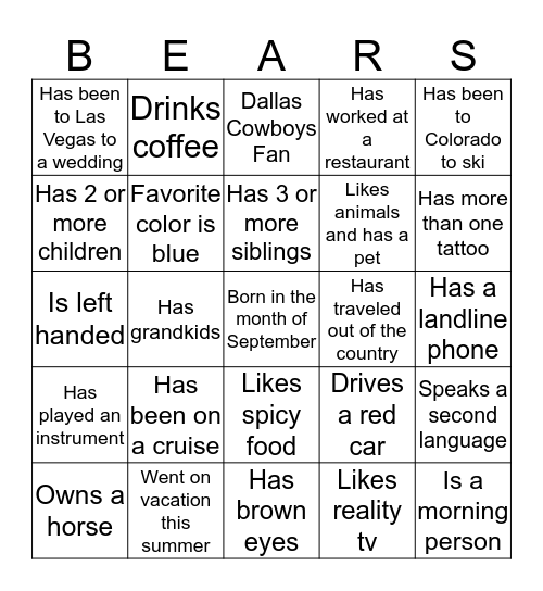 WEST OSO JUNIOR HIGH Bingo Card