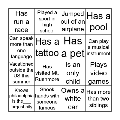 Edison Scavenger Hunt Bingo Card