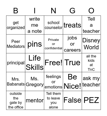 "Meet the Counselor" BINGO! Bingo Card