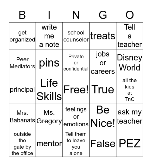 "Meet the Counselor" BINGO! Bingo Card