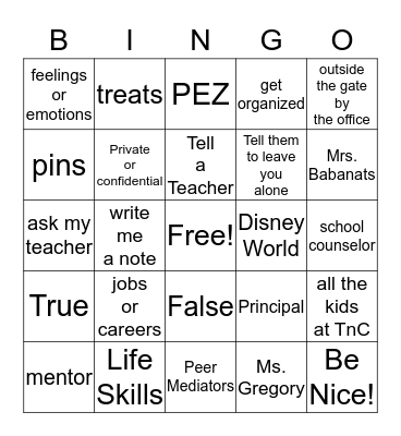 "Meet the Counselor" BINGO! Bingo Card