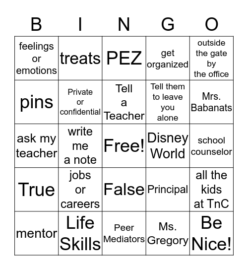 "Meet the Counselor" BINGO! Bingo Card