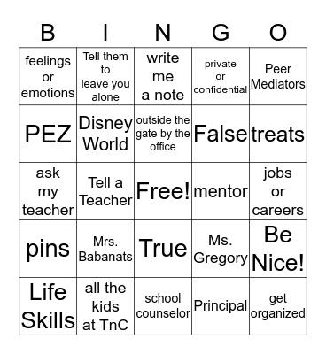 "Meet the Counselor" BINGO! Bingo Card