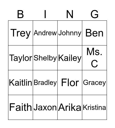 Taylor Hale-McKinney Bingo Card