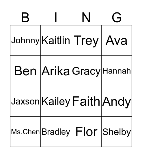 Ben Bowser Bingo Card
