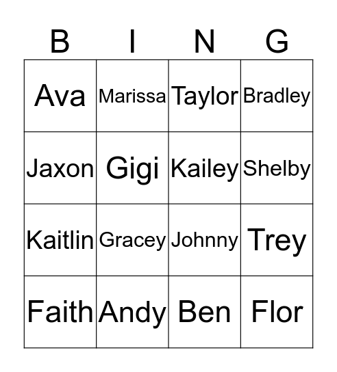 Arika Bingo Card