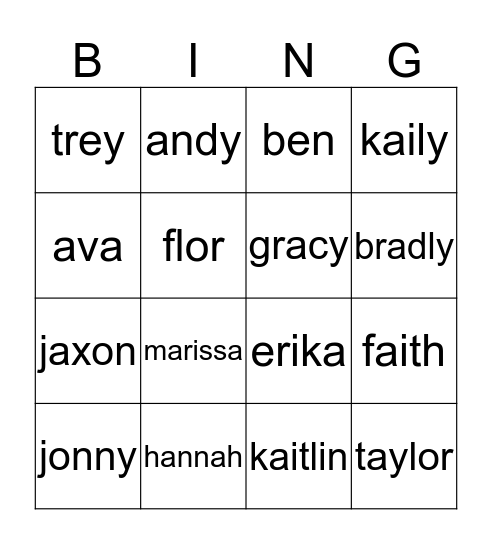 trey hardesty Bingo Card