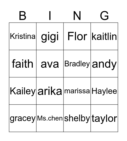 Kaitlin Neese  Bingo Card