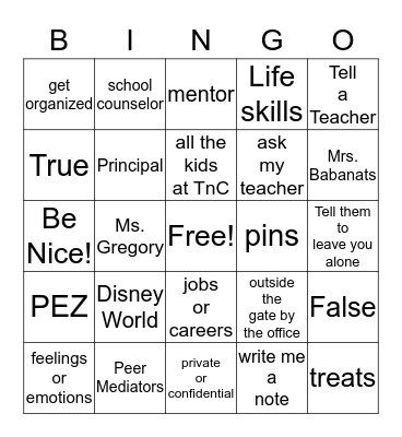 "Meet the Counselor" BINGO! Bingo Card