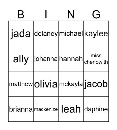 Taylor Bingo Card