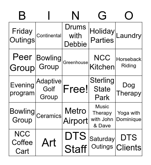 DTS Bingo Card