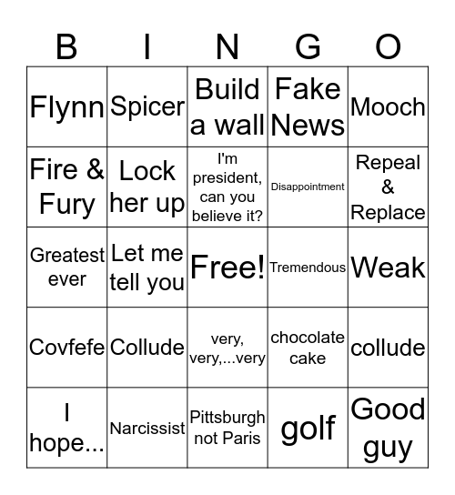 Trump Bingo Card