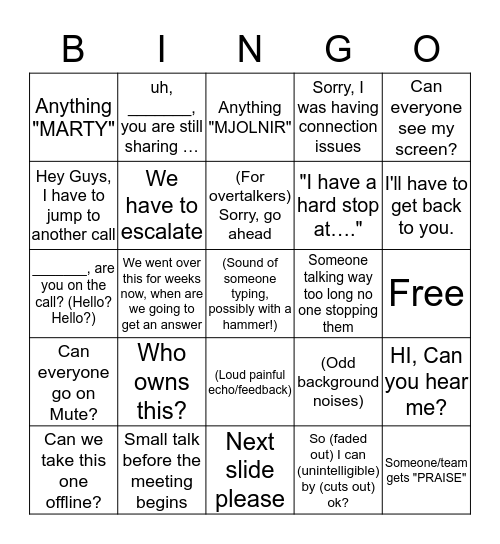 MVST Bingo! Bingo Card