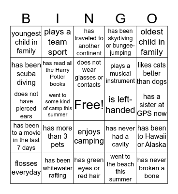 Advisee Bingo Card